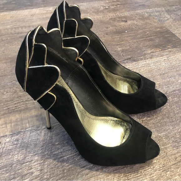 Anne Michelle | size 7 1/2 | black with silver trimmed stiletto pumps - Picture 1 of 7
